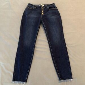 KanCan Jeans Juniors‎ 13/30 Blue Dark Wash High Rise Button Fly Skinny Denim